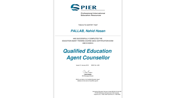PIER Certificate